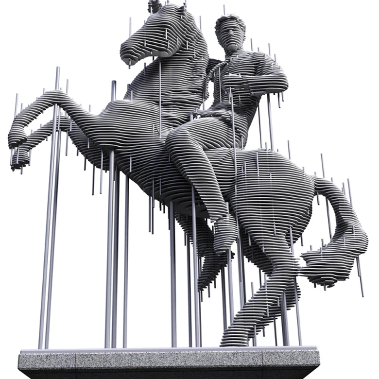 Modern Custom Made Large Garden Art Metal Sculptures Abstract Stainless Steel Sliced Statue for Double Dance Sculpture