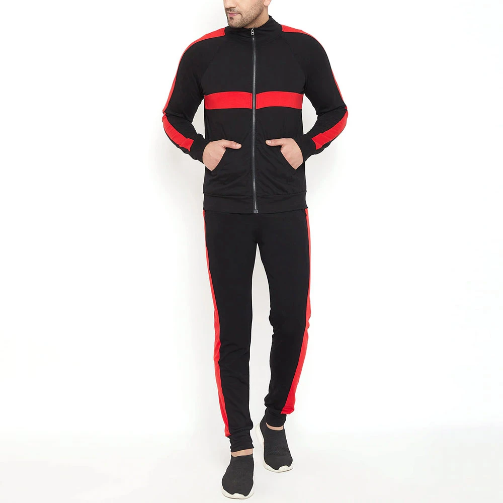 Black Color Men Zip Up 2024 Tracksuit Custom Made New Arrival Whole 