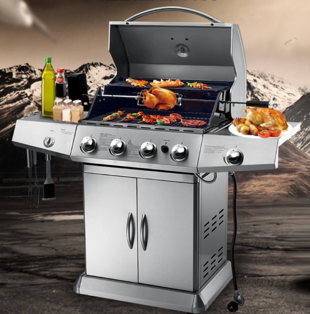 Factory Direct Sales 4 Burner Gas Grill Outdoor Stainless Steel 4 + 1