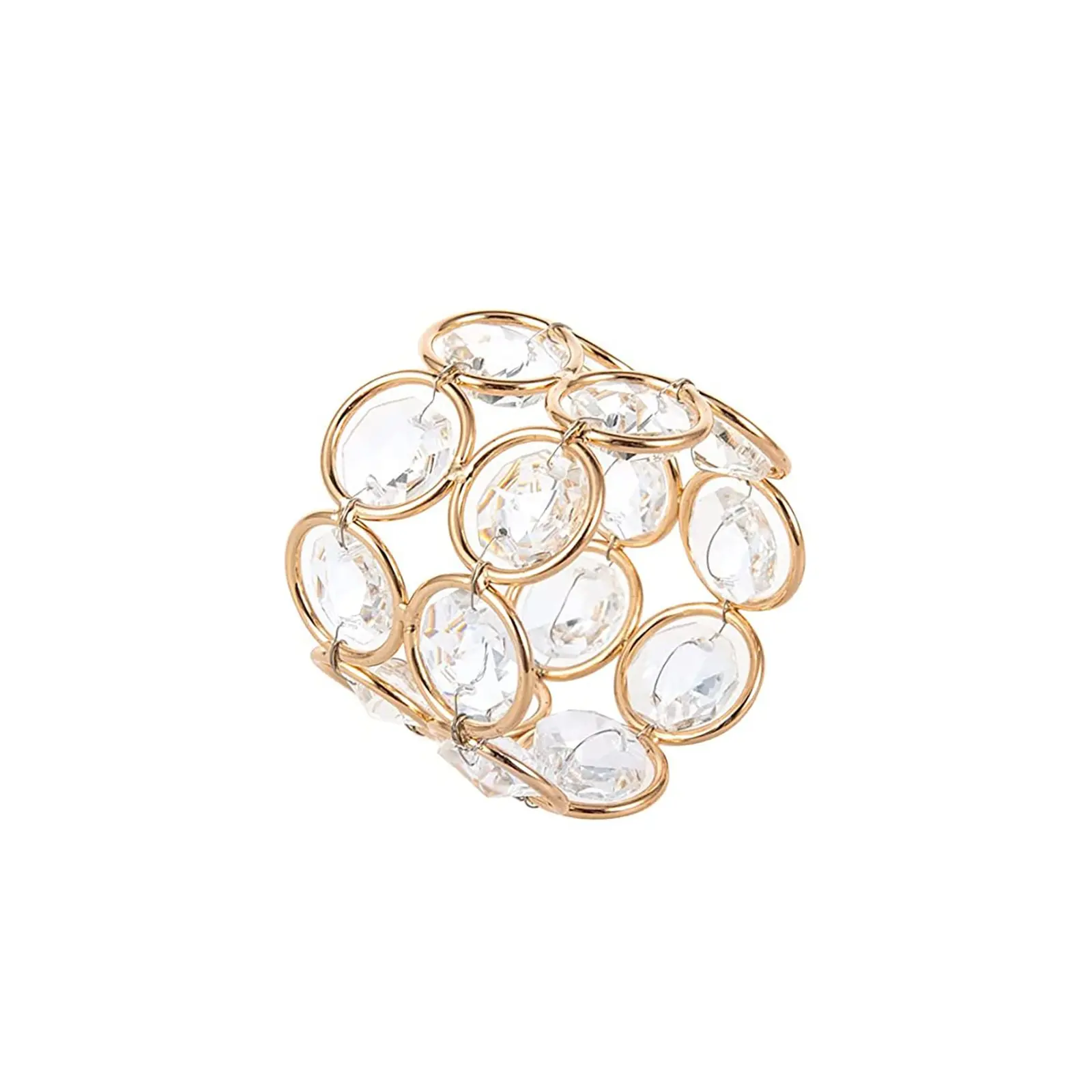 Crystal Gold Napkin Ring Beaded Sparkly Dining Table Napkin Holders for Home & Wedding Special Events Decoration