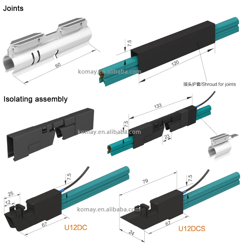 KOMAY U Type Conductor Bar Compact Double Head Current Collector of Factory Direct Sales