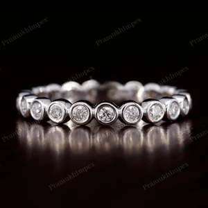 Latest New Design Lab Grown Diamond Bezel Set Full Eternity Wedding Band Engagement Ring IGI Certified 10K Solid Gold Party