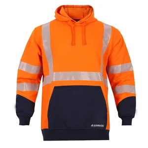 Customized Fr Safety Flame Retardant Orange Hi Vis Workwear Safety Hivis Workwear Wear Hoodie for Men