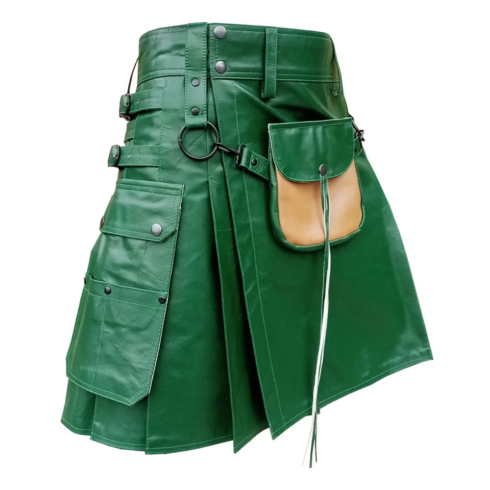 Мужской черный кожаный материал килты с кожаными ремешками лучший дизайн большие размеры оптовая продажа индивидуальные кожаные