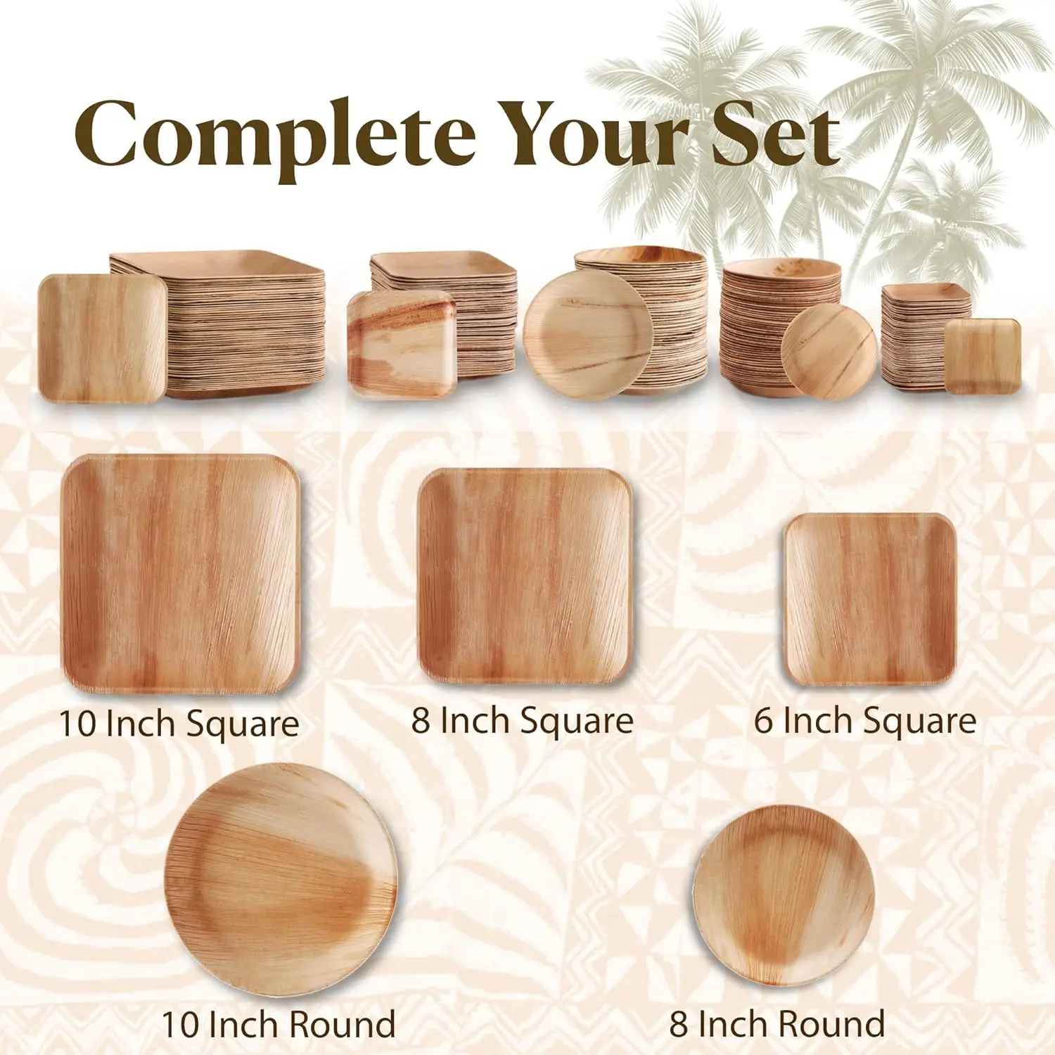 ECO Leaf - 25 piatti usa e getta in foglia di palma, piatti piani quadrati compostabili, ecologici, biodegradabili, resistenti, per matrimoni, feste e picnic, adatti al microonde e al forno