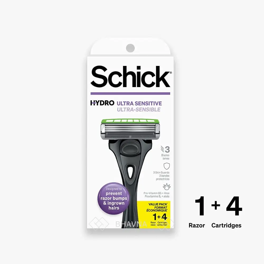 Wholesale Prioritizing Protection No-slip Grip Schick Hydro Slim Head Sensitive Skin Shaving Razor for Men With 4 Razor Blades