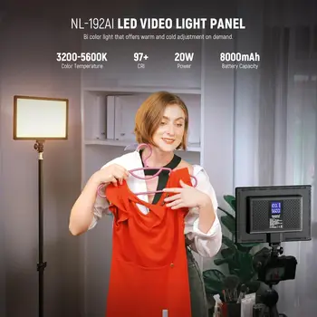 NEEWER 192 20W Ultra Thin Bi Color DSLR Camera Soft Light LED Video Light Panel with Battery detail image