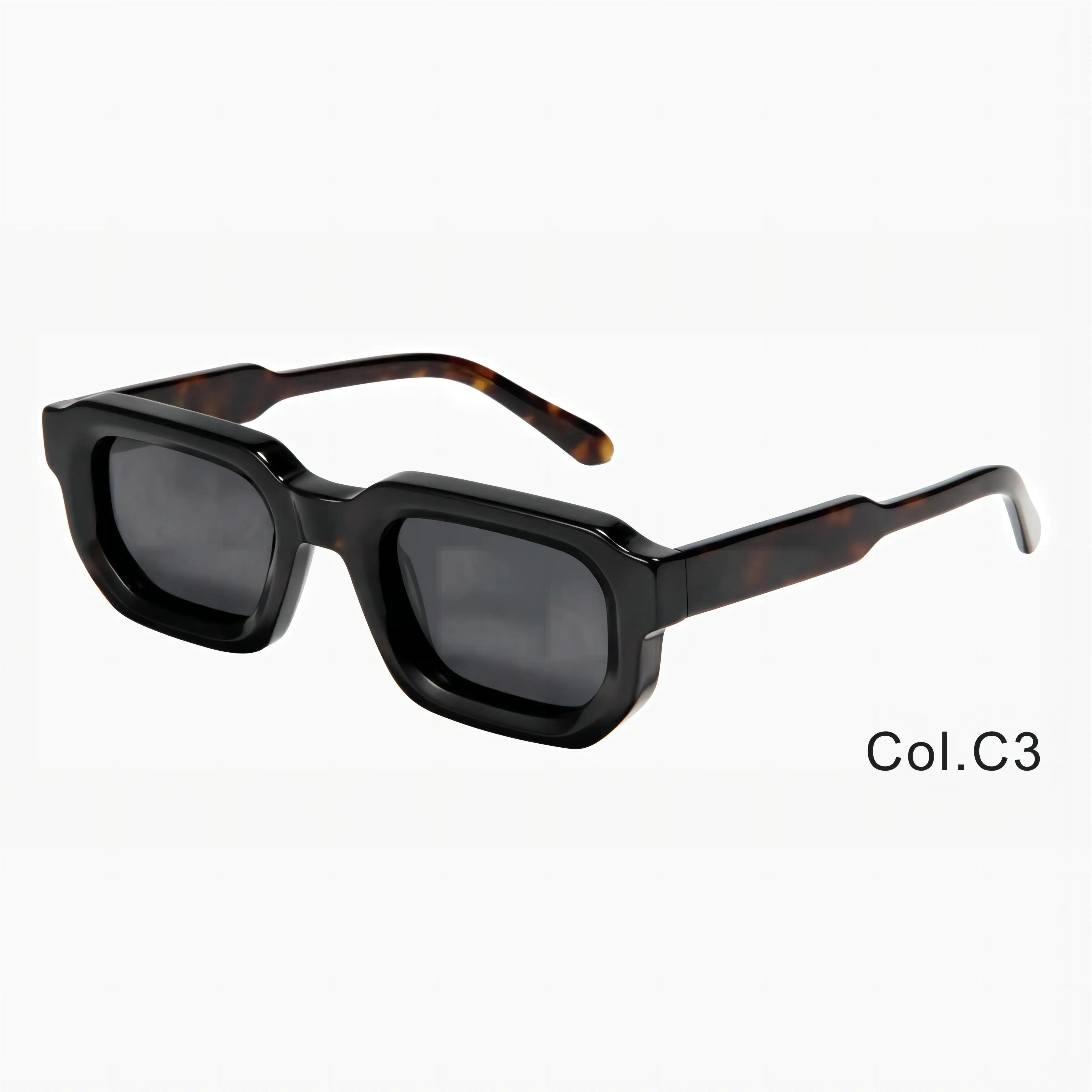 Acetate Polarized Square Sunglasses UV Protection Retro Chunky Frame Retro Square Aviator Sunglasses Women Men 70s Vintage Trendy  main image 3