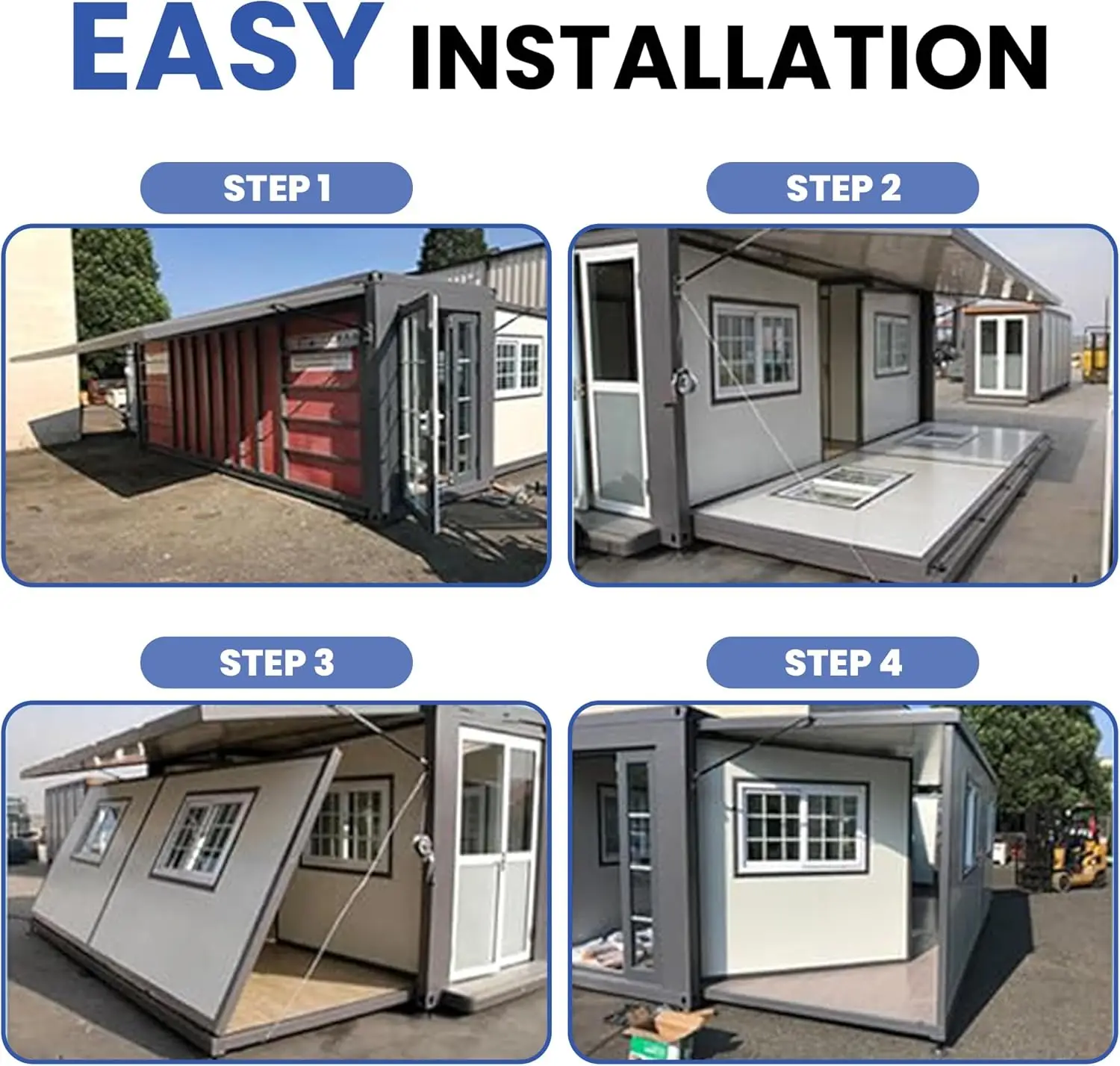 Prefabricated Portable Container Home Grade 8 Earthquake 10 Wind Resistance Steel Frame Construction Tiny Home (19x20ft)