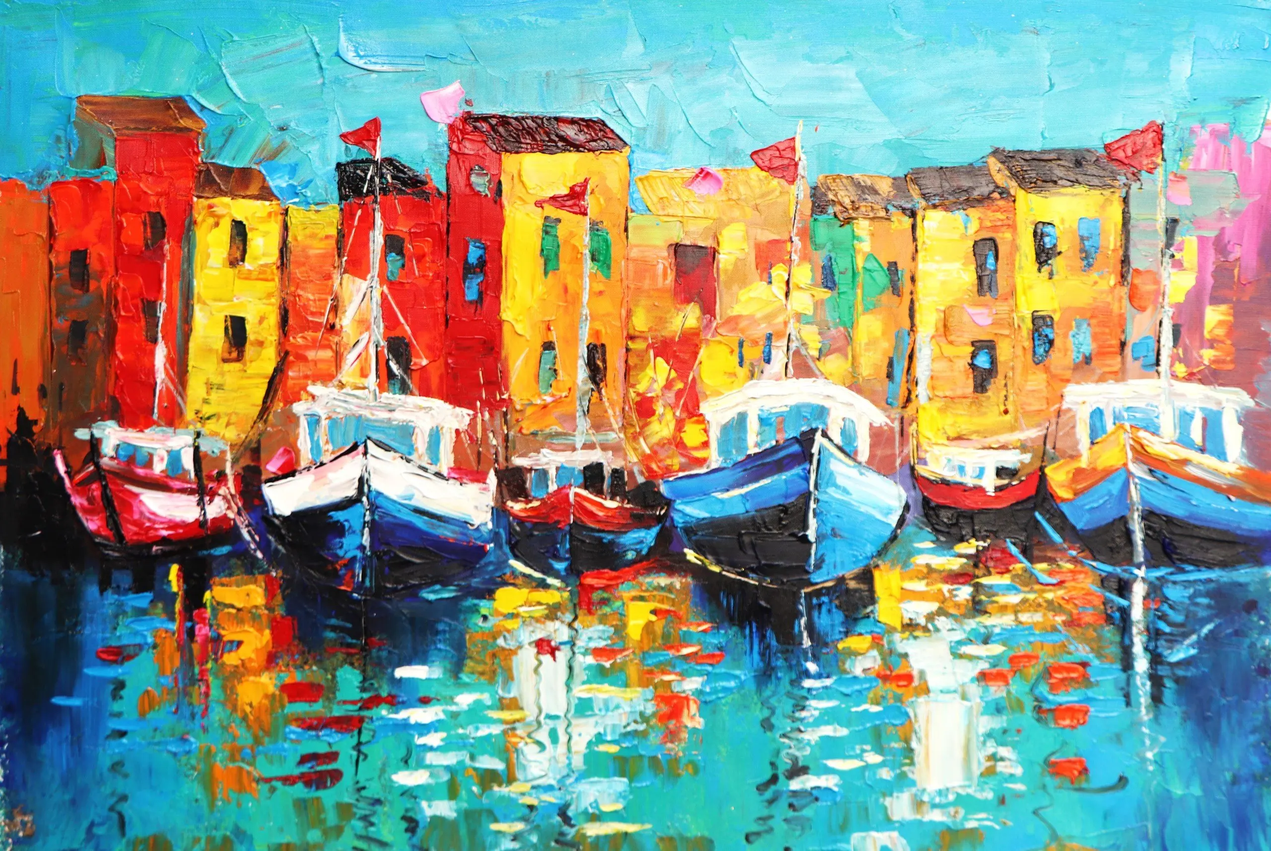 wall-art-decor-modern-handpainted-abstract-style-bright-color-for
