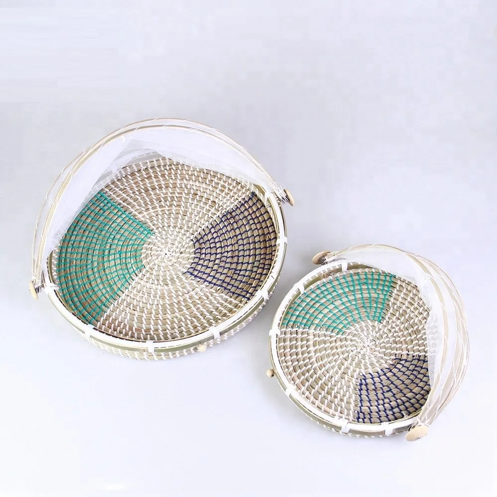 Net Tray Jpg Collapsible Food Basket Tray With Netted Cover Seagrass Fruit ...