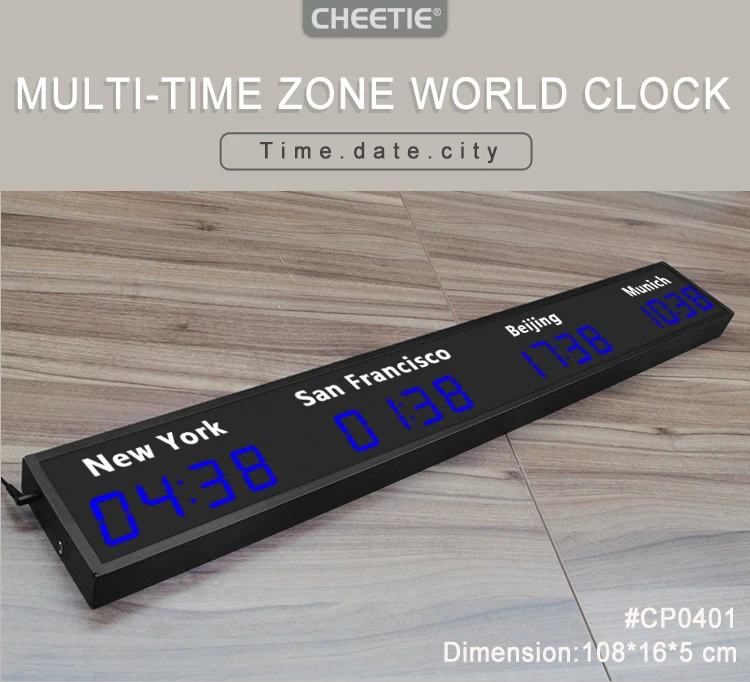 Cheetie Cp034 Different City Names Led World Time Clock 2.3 Inch