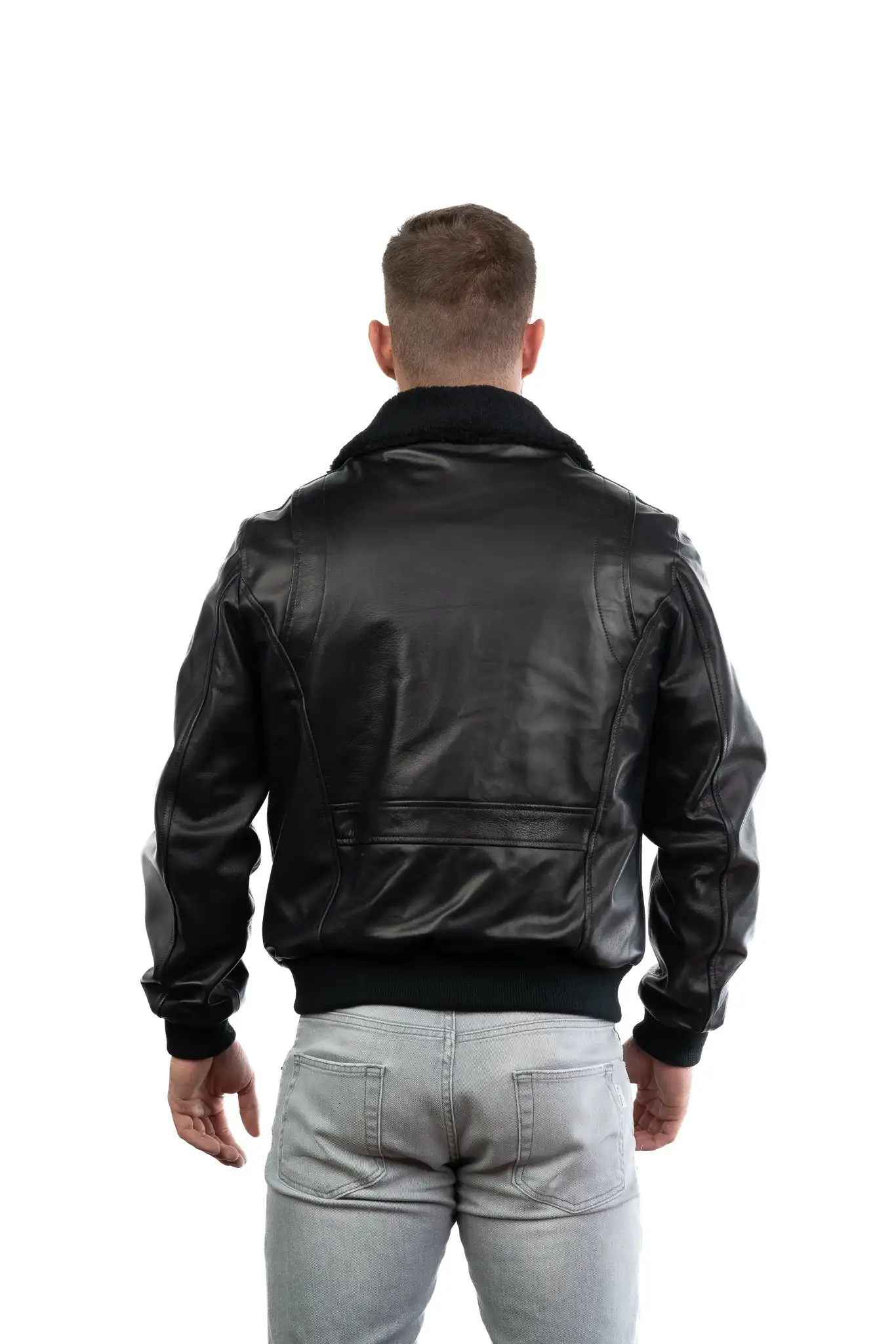 Factory Direct Man Leather Aviator Jacket Genuine Leather With Zip