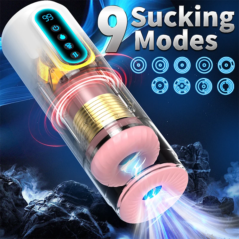 Realistic Vagina Stroker Machine - Electric Thrusting Rotation and Sucking Penis Massager - Masturbator for Men - Sex Toys