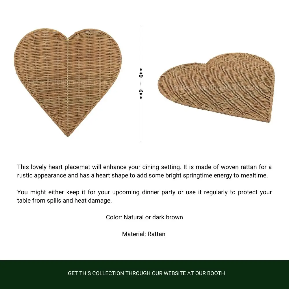 Rustic Rattan Heart Placemat / Table Mat Kitchen Supplies Table Decoration For Wedding/party