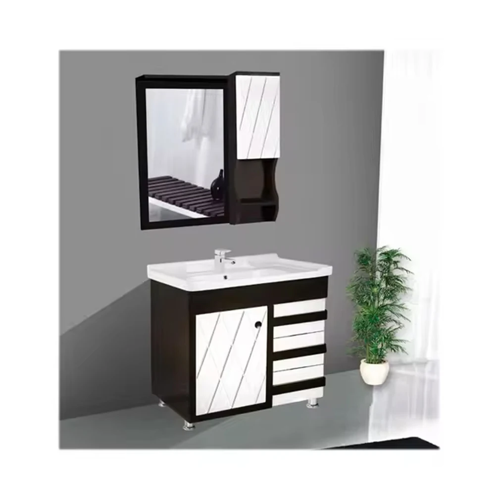 Современный роскошный шкафчик для ванной комнаты из ПВХ со светодиодным зеркалом и керамической столешницей для дома отеля роскошные аксессуары для ванной комнаты Апартаменты