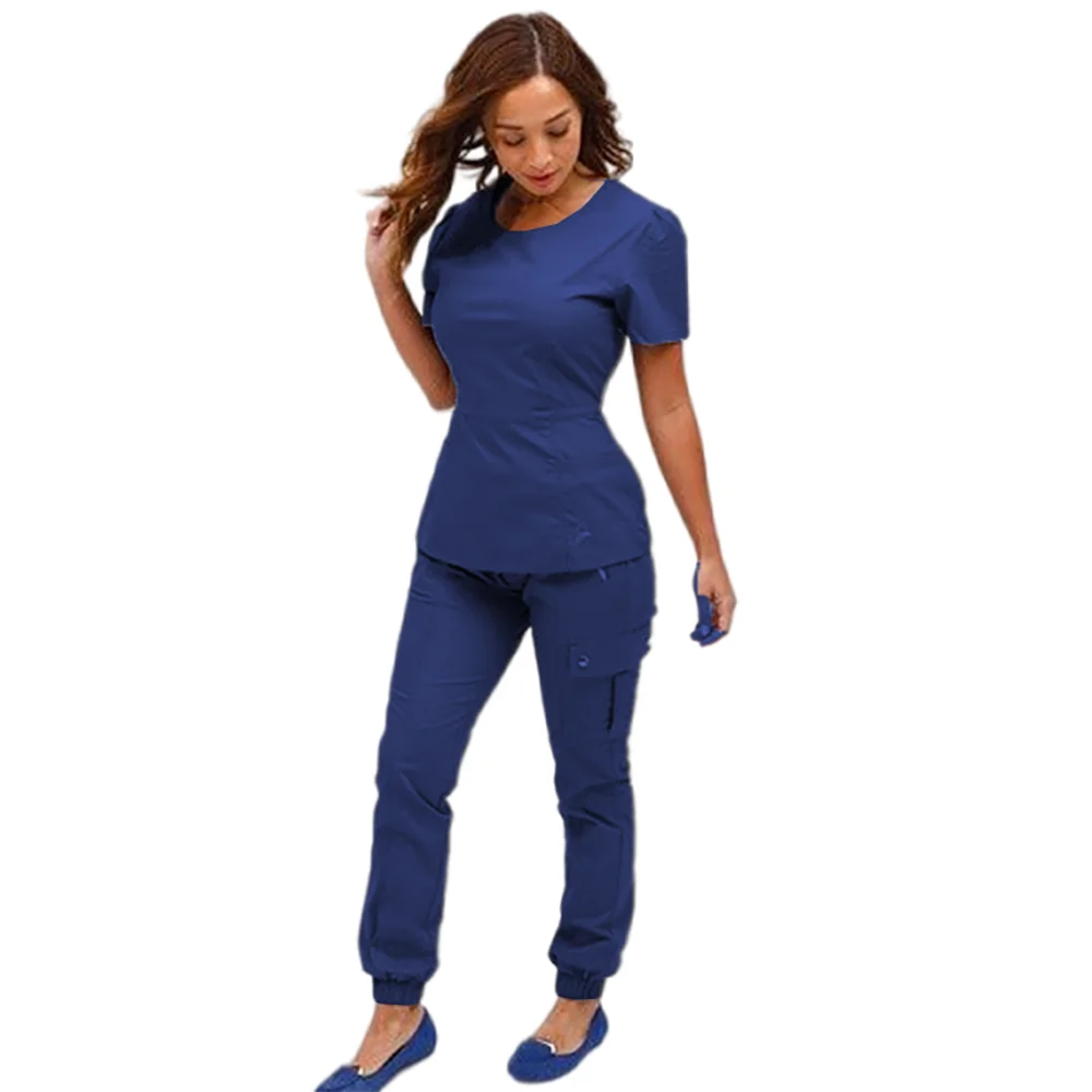 Medical Twill Scrubs Uniform Green 100% Polyester Scrubs For Women And ...