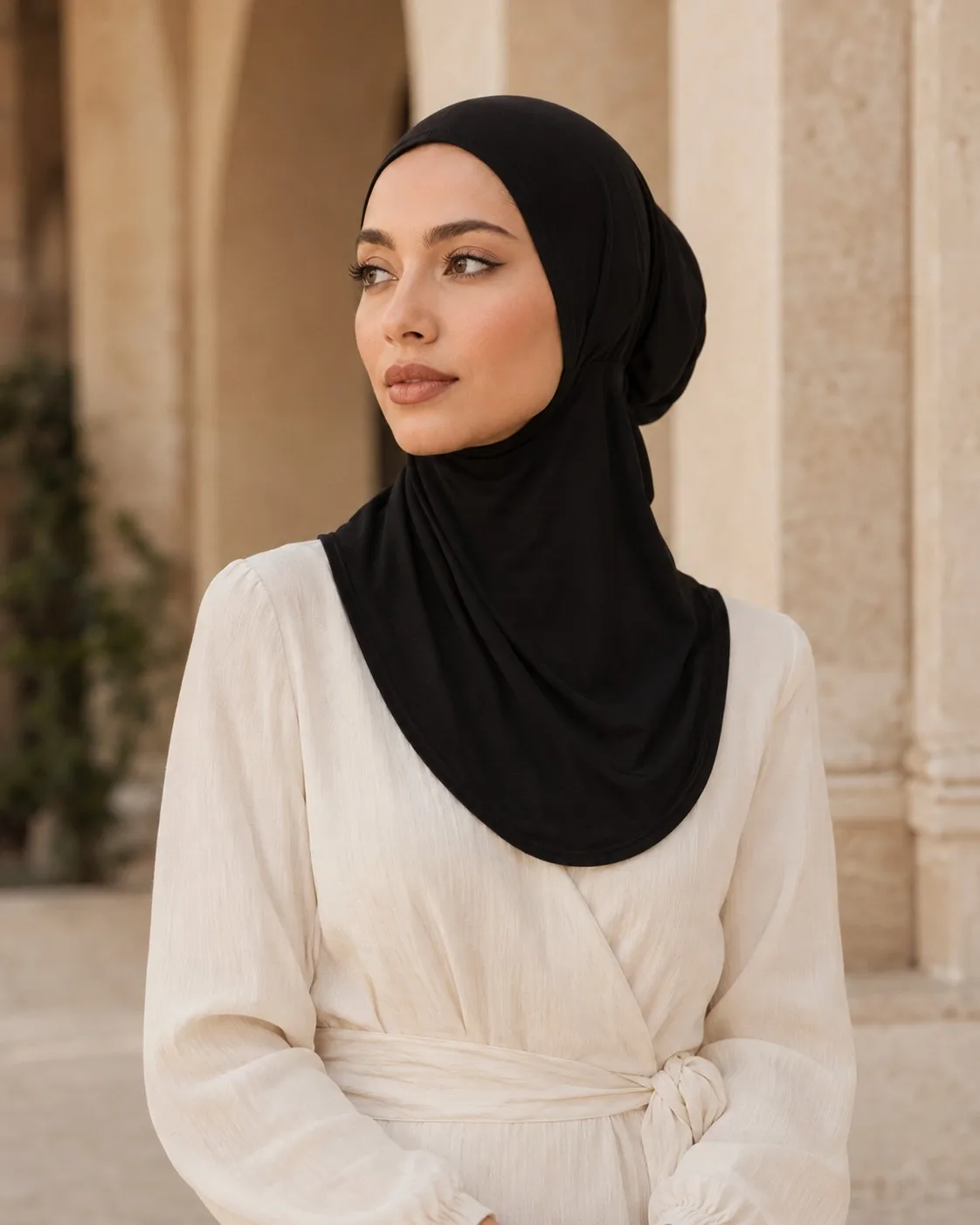 Custom Jersey Modal Pull-On Hijab Jet Black view 4