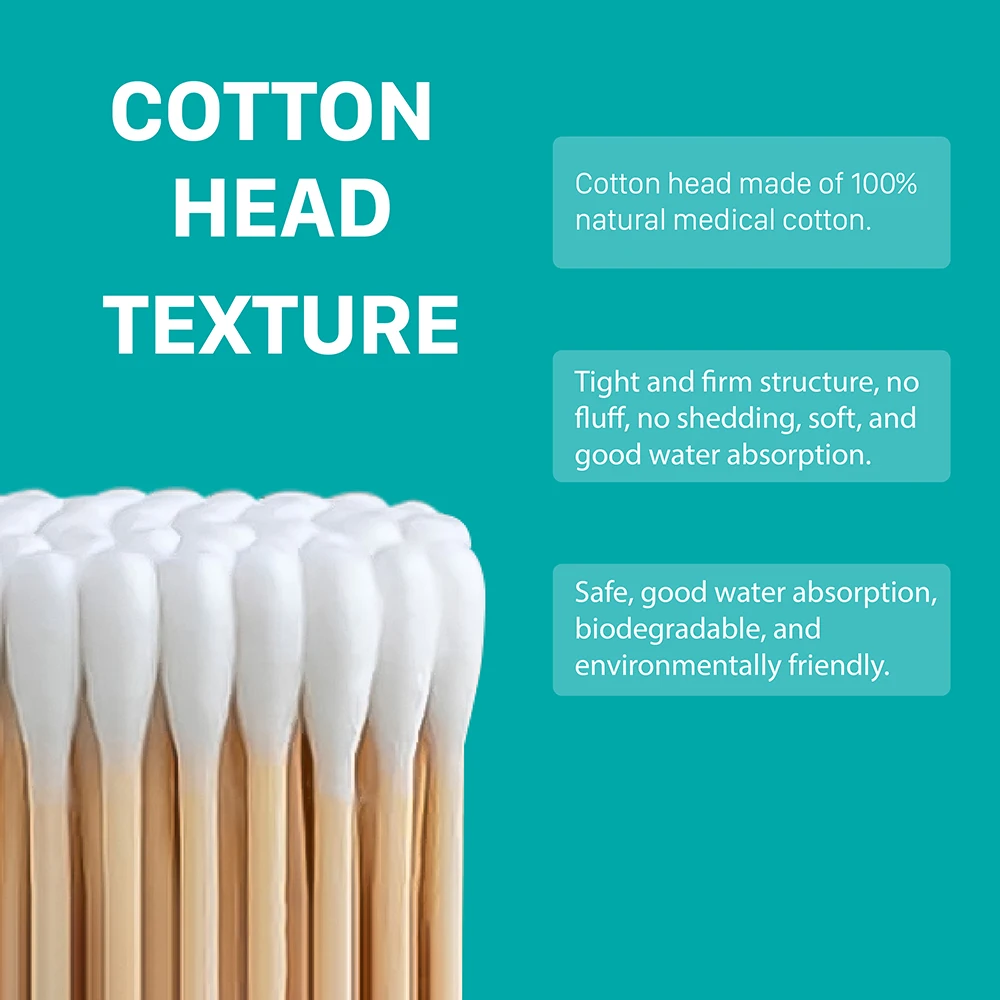 Bamboo Cotton Swabs 500 Count Soft Organic Ergonomically Designed 100
