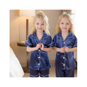 Wholesale Children Clothes Set Kids Summer Short Sleeve Sleepwear Polyester Girls Pajamas