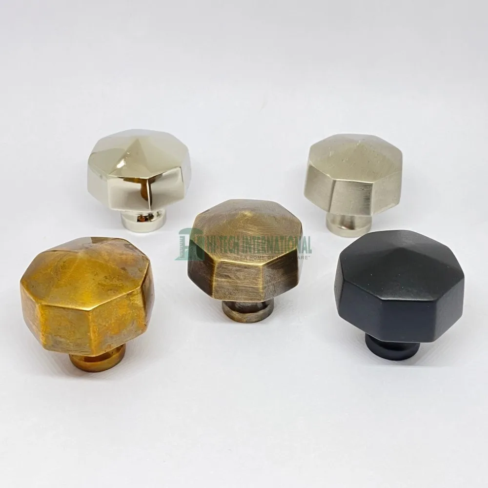 Brass Hexagonal Luxury Custom Finish Knobs Wholesale Unique