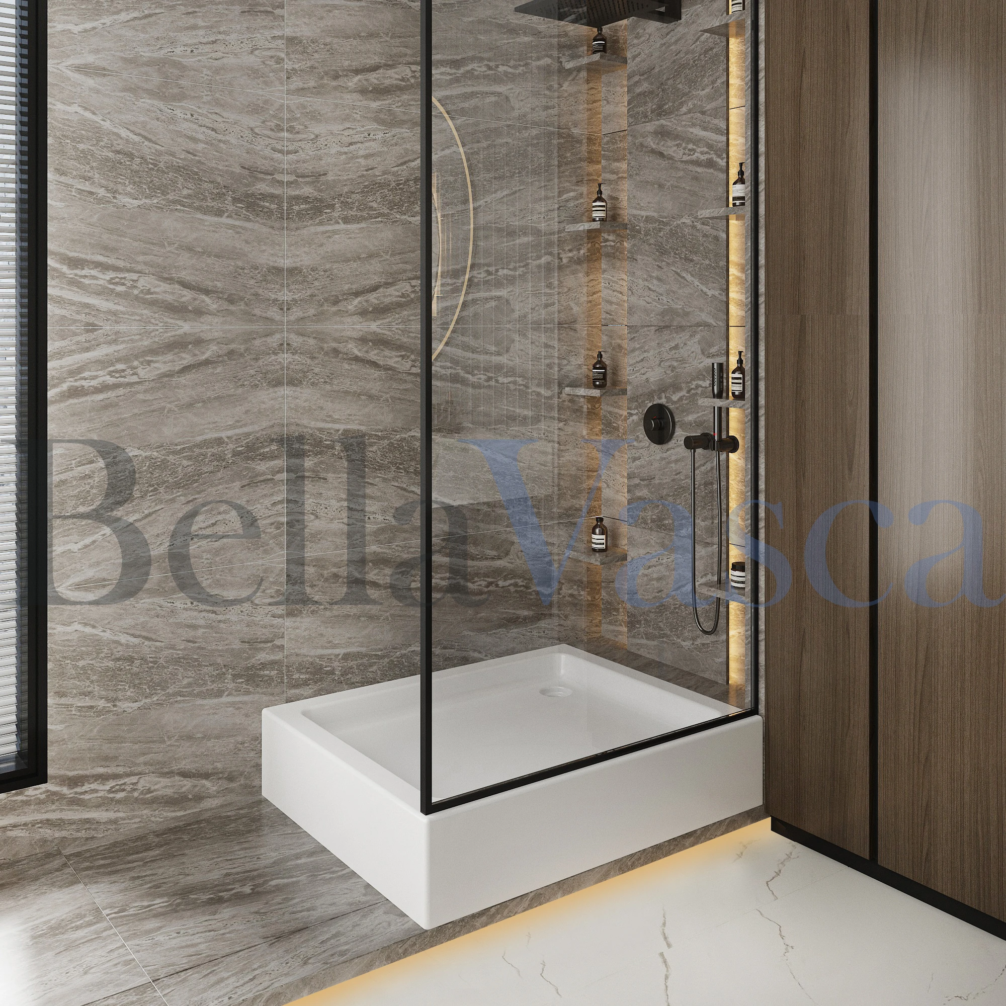 Bellavasca D01 Monoblok Shower Tray Arylic 80x120cm For Bathroom Villa