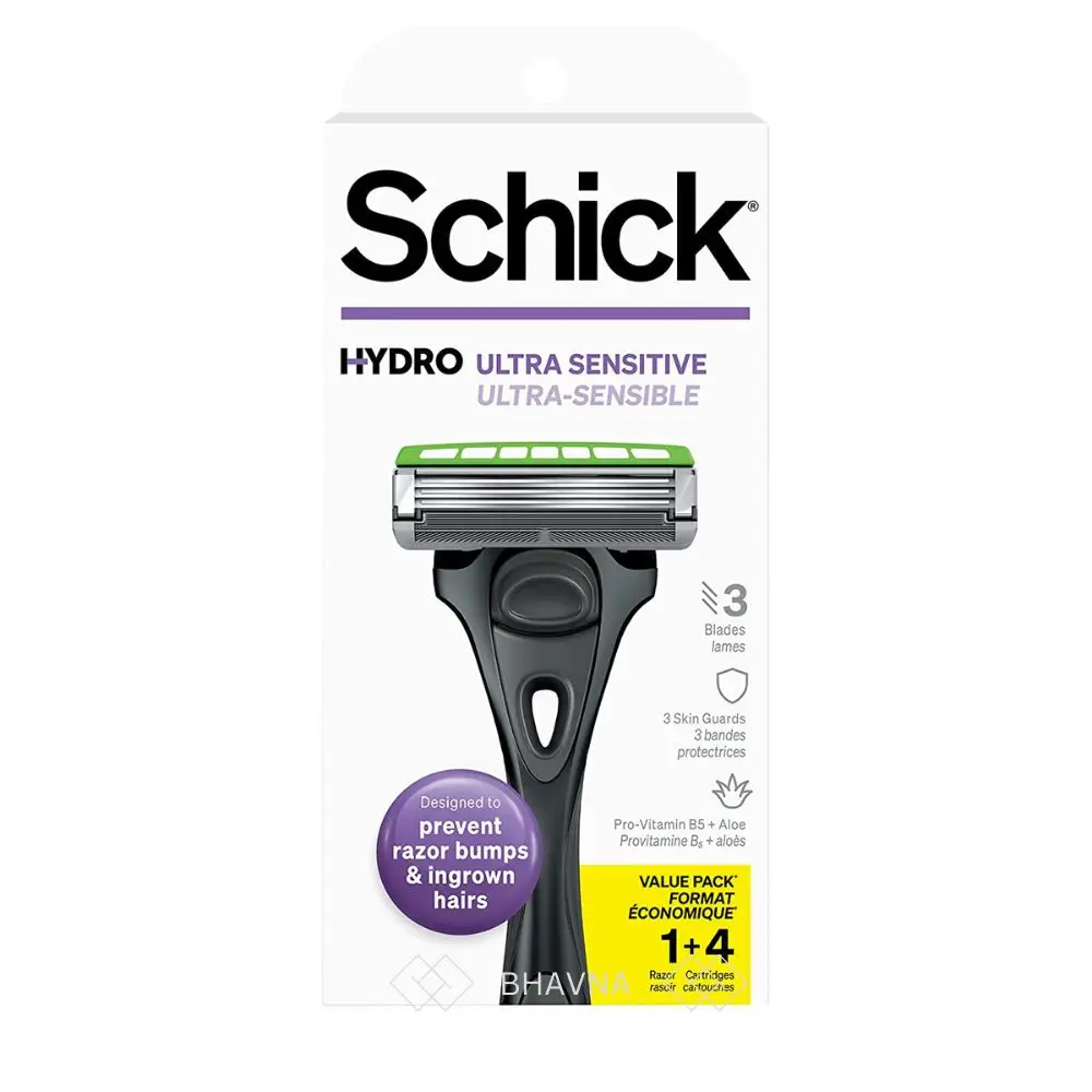 Wholesale Prioritizing Protection No-slip Grip Schick Hydro Slim Head Sensitive Skin Shaving Razor for Men With 4 Razor Blades