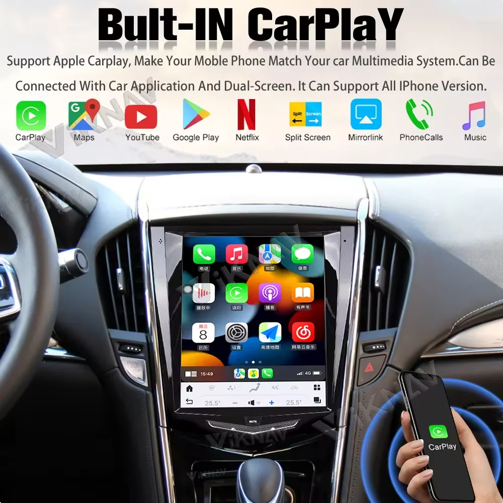 10.4 Inch Android 13 Car Radio For Cadillac ATS CTS SRX Escalade 2013-2018 Carplay Auto Stereo GPS Navigation Multimedia Player