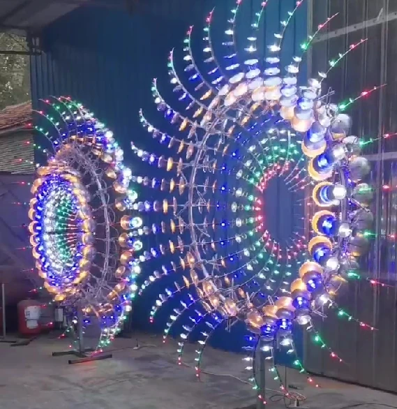 Уникальный металлический кинетический уличный садовый двор художественный Декор светодиодная красочная скульптура из нержавеющей стали ветер для проекта гостеприимства