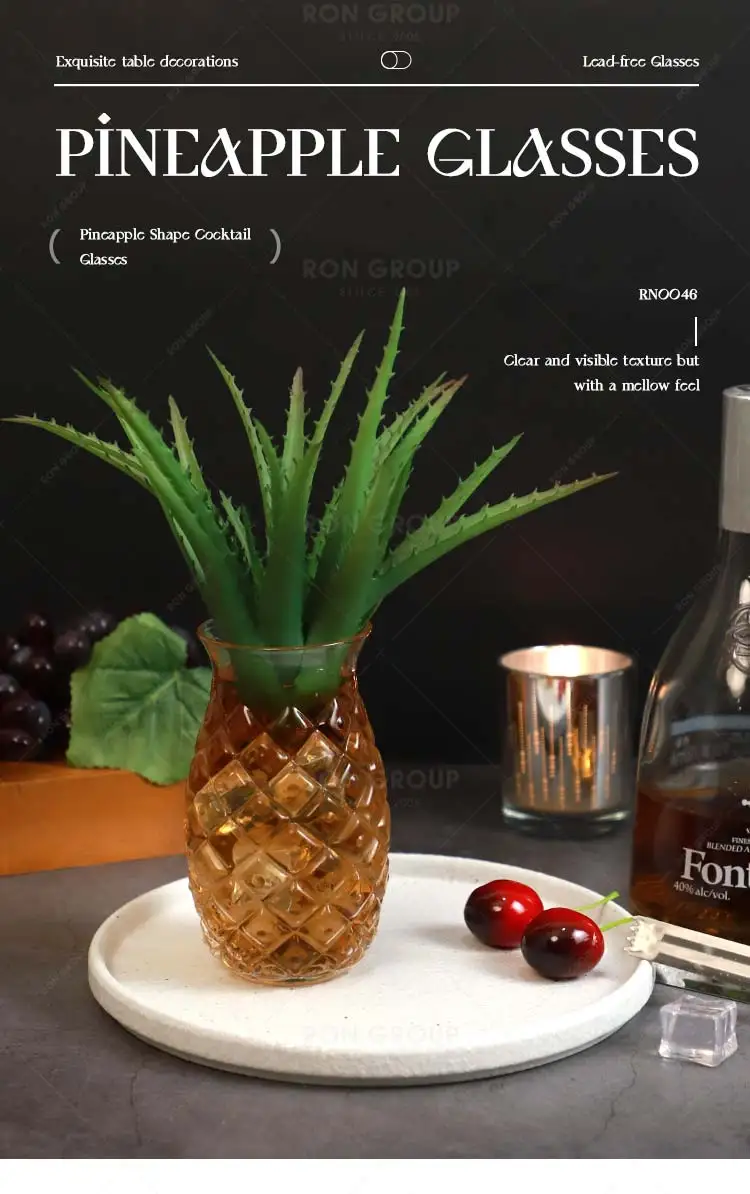 New creative design high quality restaurant party bar transparent glasses pineapple pattern cup drinking glass