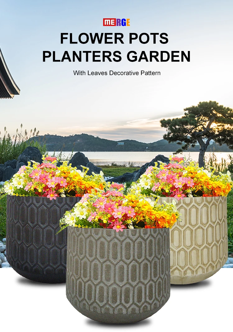 10" &13" &16"outdoor Traditional Fiberglass Big Flower Pot Garden Tree