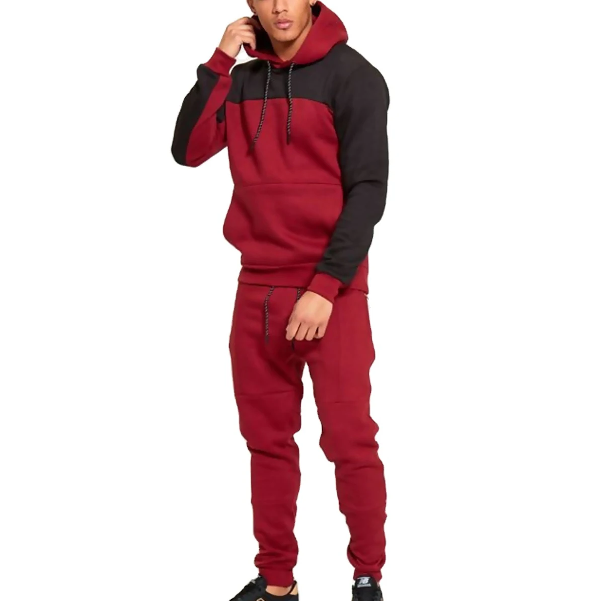Custom Tracksuit With Side Two Piece Set Men Joggers Suits Velvet