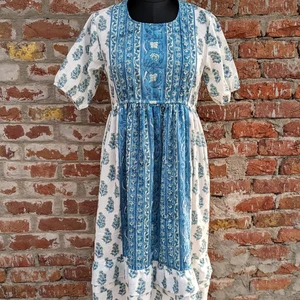 Hand Block Printed Cotton Dress Summer Maxi Floral Print Sustainable and Eco-Friendly for Autumn