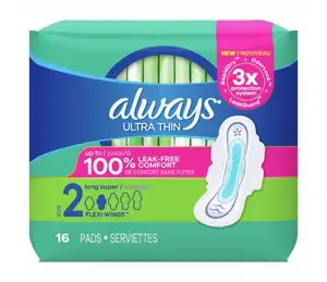 Always Radiant Extra Heavy Flow Feminine Pads Disposable Cotton Panty Liner with Wings Size 3 22 Count Scented for Women
