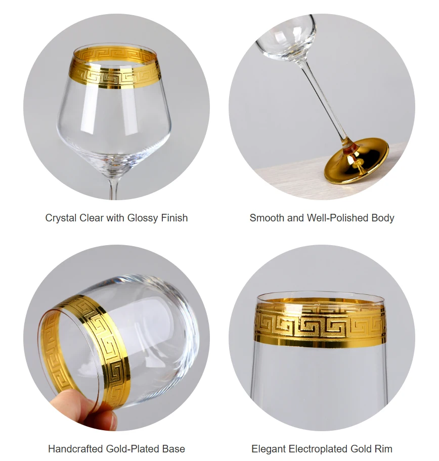 Custom Crystal Bohemia Wedding Wine Drinking Glasses with Stemless Gold Rim Wine Glass Cups Tumbler