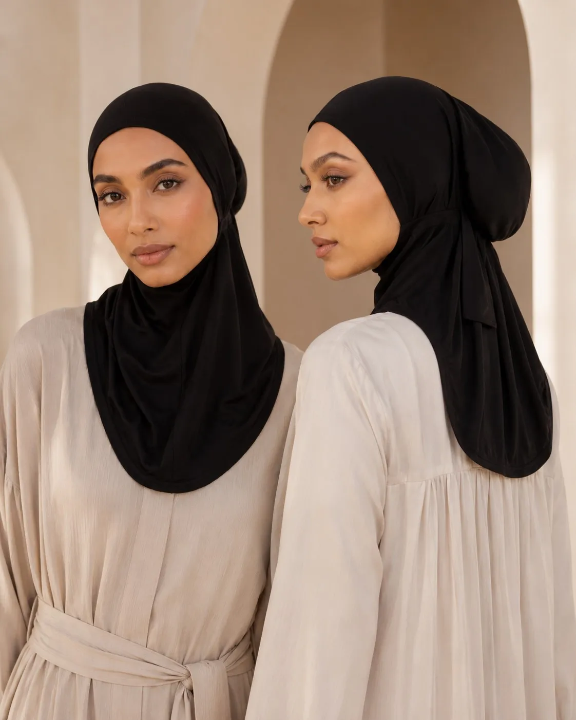 Custom Jersey Modal Pull-On Hijab Jet Black view 3