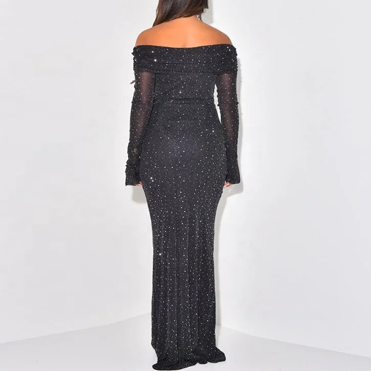 Shop Our Elegant off-Shoulder Black Dress for Graduation