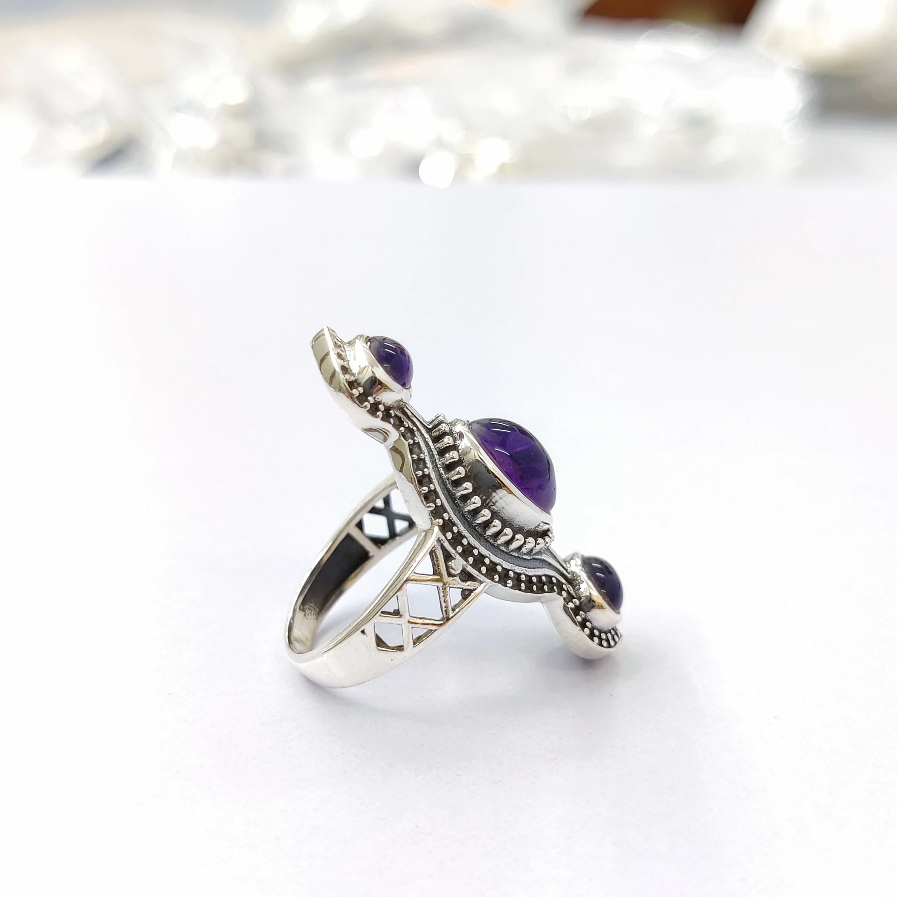 Amethyst Vintage Wedding Ring 925 Sterling Silver Party Wear