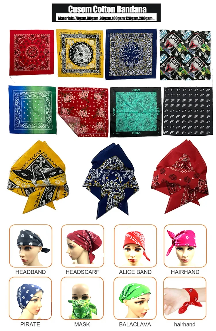 Oem Custom Printed 100 Cotton 100 Cotton Custom Bandana Cotton