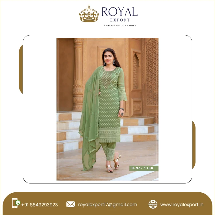 Latest Arrival Classic Design Heavy Georgette Schiffli Work With Siroski Neck & Hand Work Salwar Suit for Women