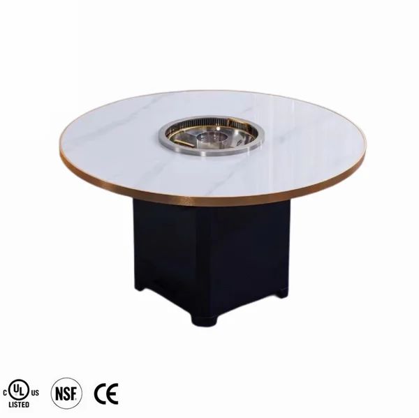 Custom Marble Commercial Dining Smokeless Hot Pot Table