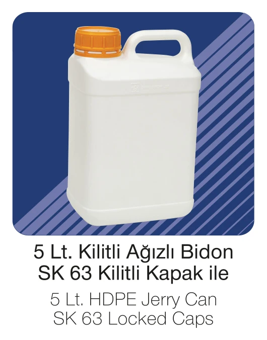 High Quality UN Certified Plastic HDPE 5  Liter Jerry Can Container /Tamper Evident SK 63  5 Liter- 1 Gallon for Chemicals