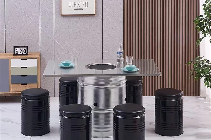 Stainless Steel Korean BBQ Grill Table & Hot Pot