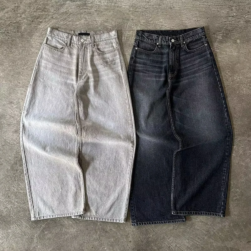 Jeans Manufacturer Custom Designer High Waist Loose Oversized Acid Wash Vintage Wide Legged Distressed Denim Pant Baggy Jean Men gallery 7