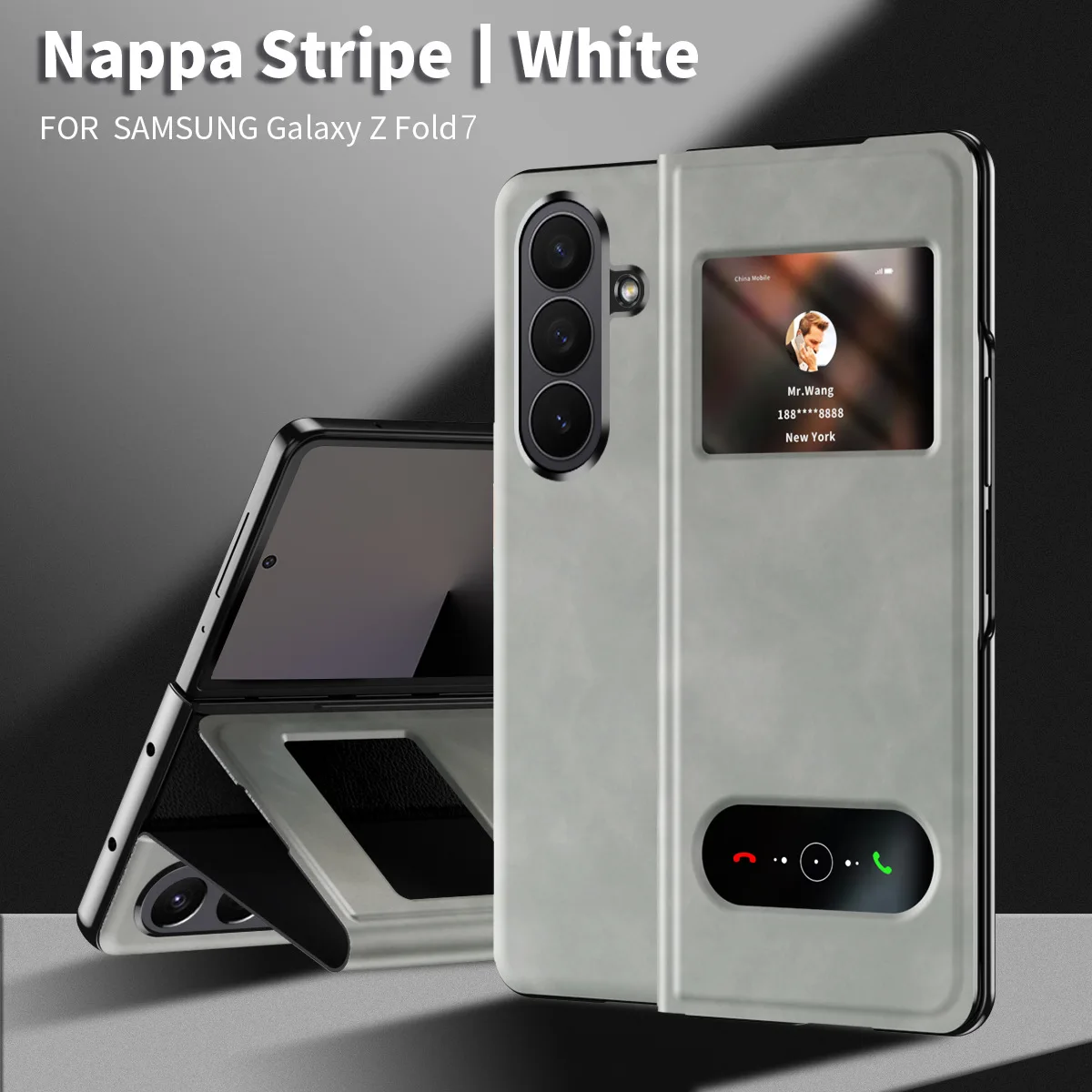 XUTONG for for Z Fold 7/6/5 Mobile Phone Case Elegant Business Window Plain Anti-Drop Shockproof PU+PC Material Phone