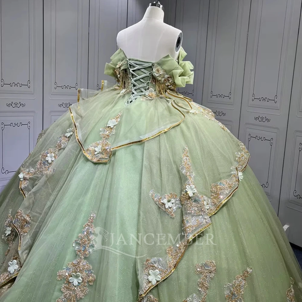 Jancember LSMU132 Luxury Sweetheart Mint Green Quinceanera Dress with  Golden Tassel