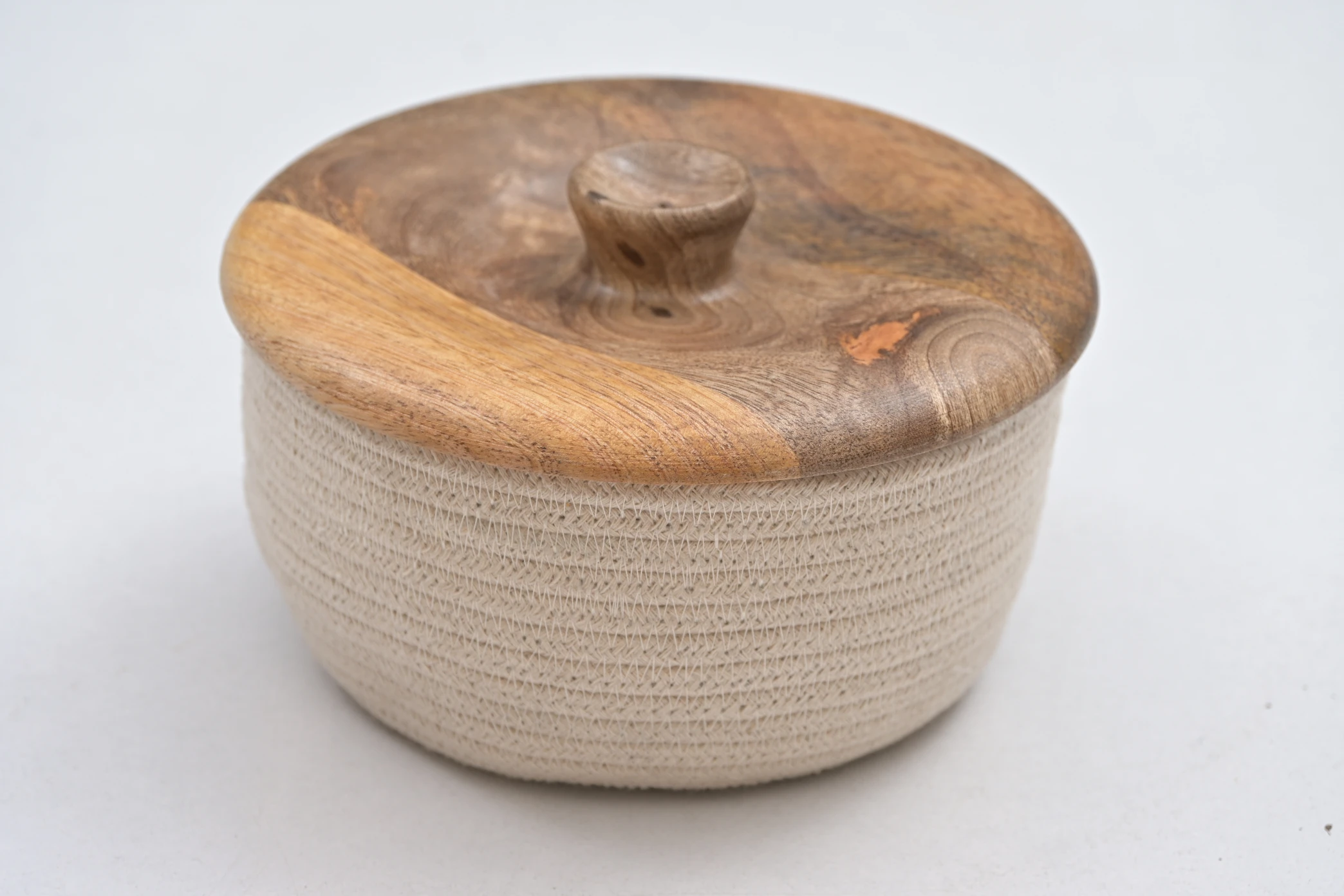 Cotton Jute Storage Box With Wooden Lid Kitchen Storage Buy Wooden