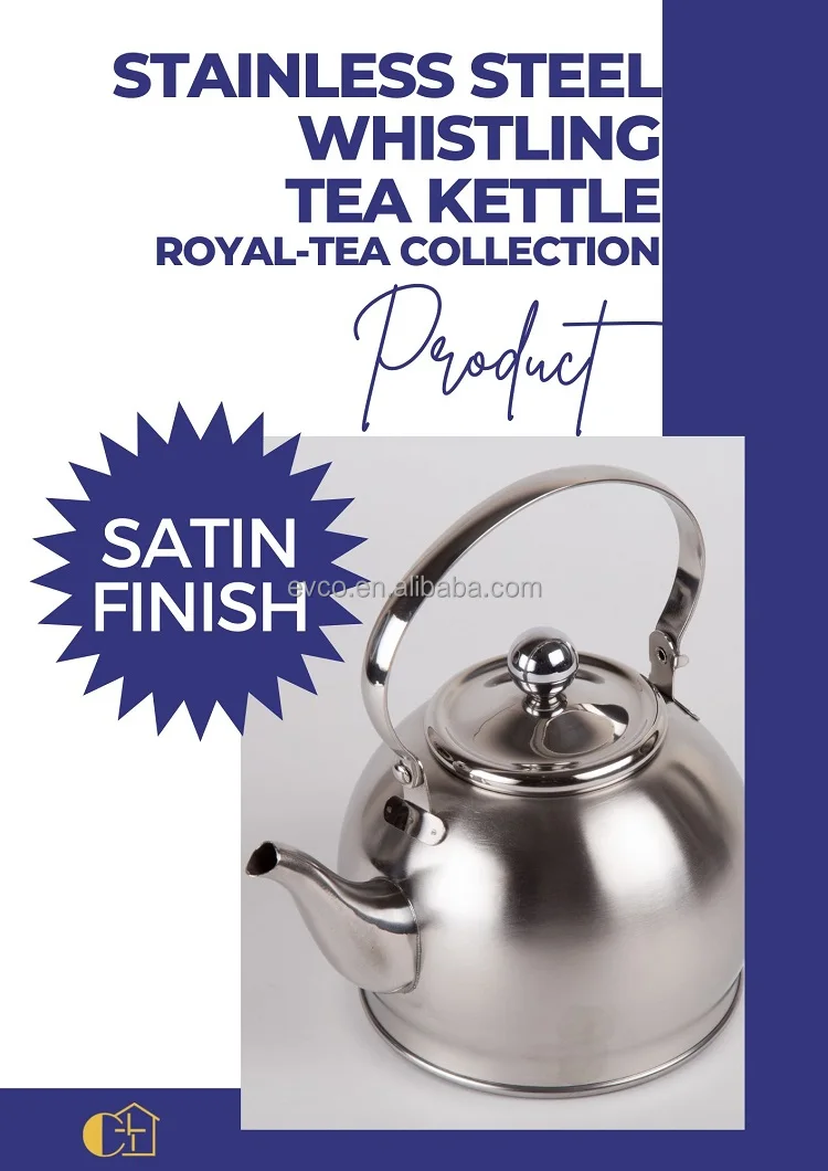 Creative Home Royal Stainless Steel Whistling Tea Kettle , 1 Quart