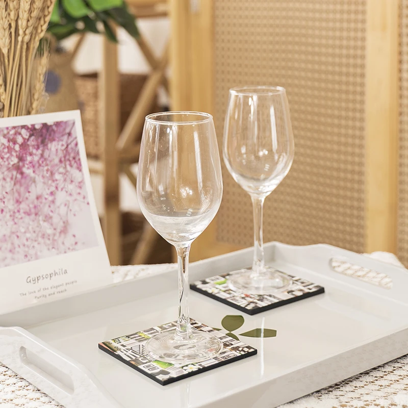 Modern Textures Set 4 Of Lacquer Coaster Made Of Wood For Table Dinning