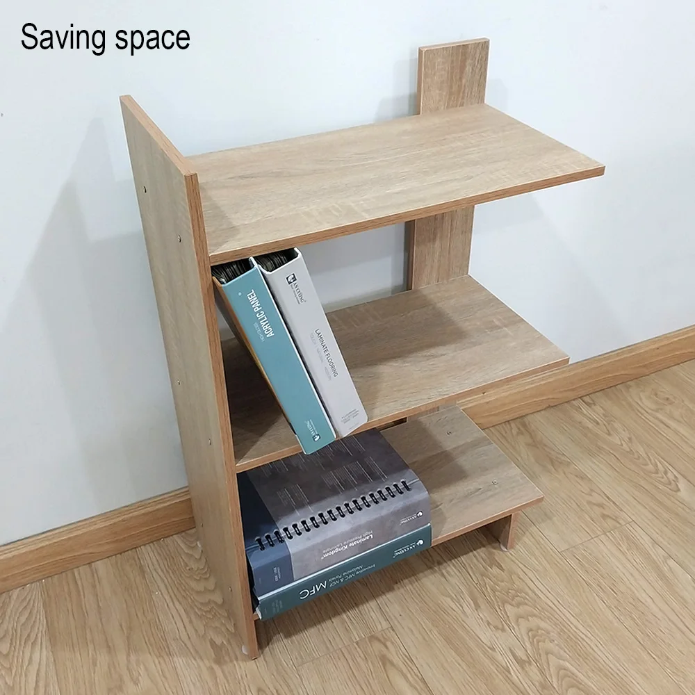 Mini Corner Bookshelves Wood Surface Nordic Style Home Decoration
